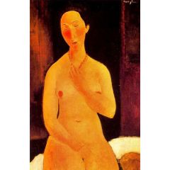 Seated Nude with Necklace Painting Reproduction