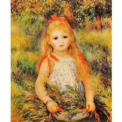 Little Girl with a Spray of Flowers Painting Reproduction