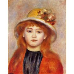 Woman Wearing a Hat Painting Reproduction