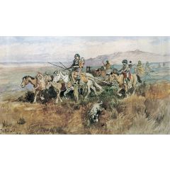Indian Woman Moving Camp with Travois, also known as The Twins Painting Reproduction