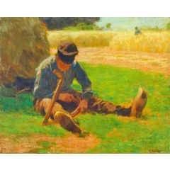 Boy Sharpening a Sickle Painting Reproduction