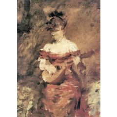 A Mandolin Player Painting Reproduction