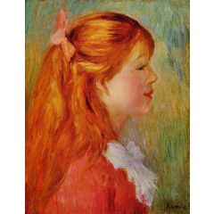 Young Girl with Long Hair in Profile Painting Reproduction