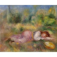 Girl Streched out on the Grass Painting Reproduction