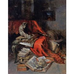 Still Life with Monkey, also known as Monkeying with Literature Painting Reproduction