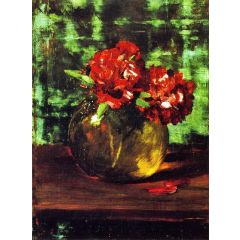 Study of Flowers, Red against Green, also known as Still LIfe Painting Reproduction