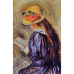 The Little Reader, also known as Little Girl in Blue Painting Reproduction