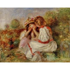 Two Little Girls Painting Reproduction