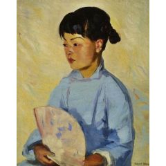 Chinese Girl with Fan Painting Reproduction