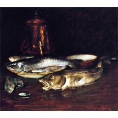 Fish, Plate and Copper Pot Painting Reproduction