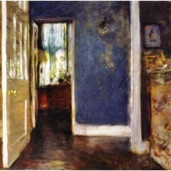 An Interior, also known as The Green Window Curtain Painting Reproduction
