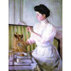 Lady at the Tea Table Painting Reproduction