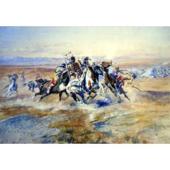The Attack, also known as The Attack at the Red River Carts Painting Reproduction