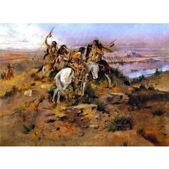 Indians Discovering Lewis and Clark Painting Reproduction