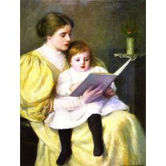 Mother and Child Reading, also known as Nursery Rhymes Painting Reproduction