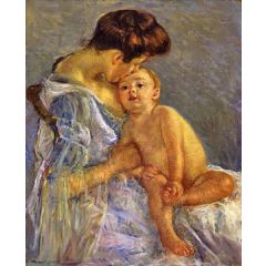 Motherhood, also known as Mother Kissing Her Baby Painting Reproduction