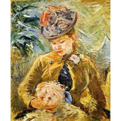 Girl with a Dog Painting Reproduction