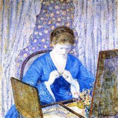 Girl in Blue Painting Reproduction