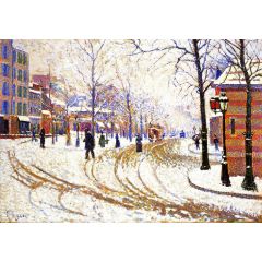 Snow, Boulevard de Clichy, Paris Painting Reproduction