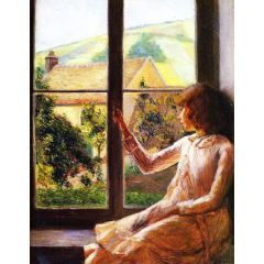 Child in Window Painting Reproduction