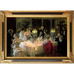 The End of Dinner 1913 by Jules-Alexandre Grun, Framed Painting Reproduction