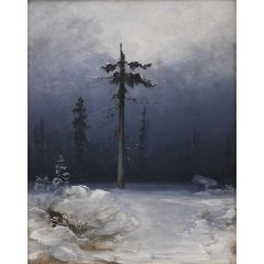 Tree in a Wintery Forest Painting Reproduction