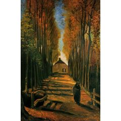 Avenue of Poplars at Sunset Painting Reproduction