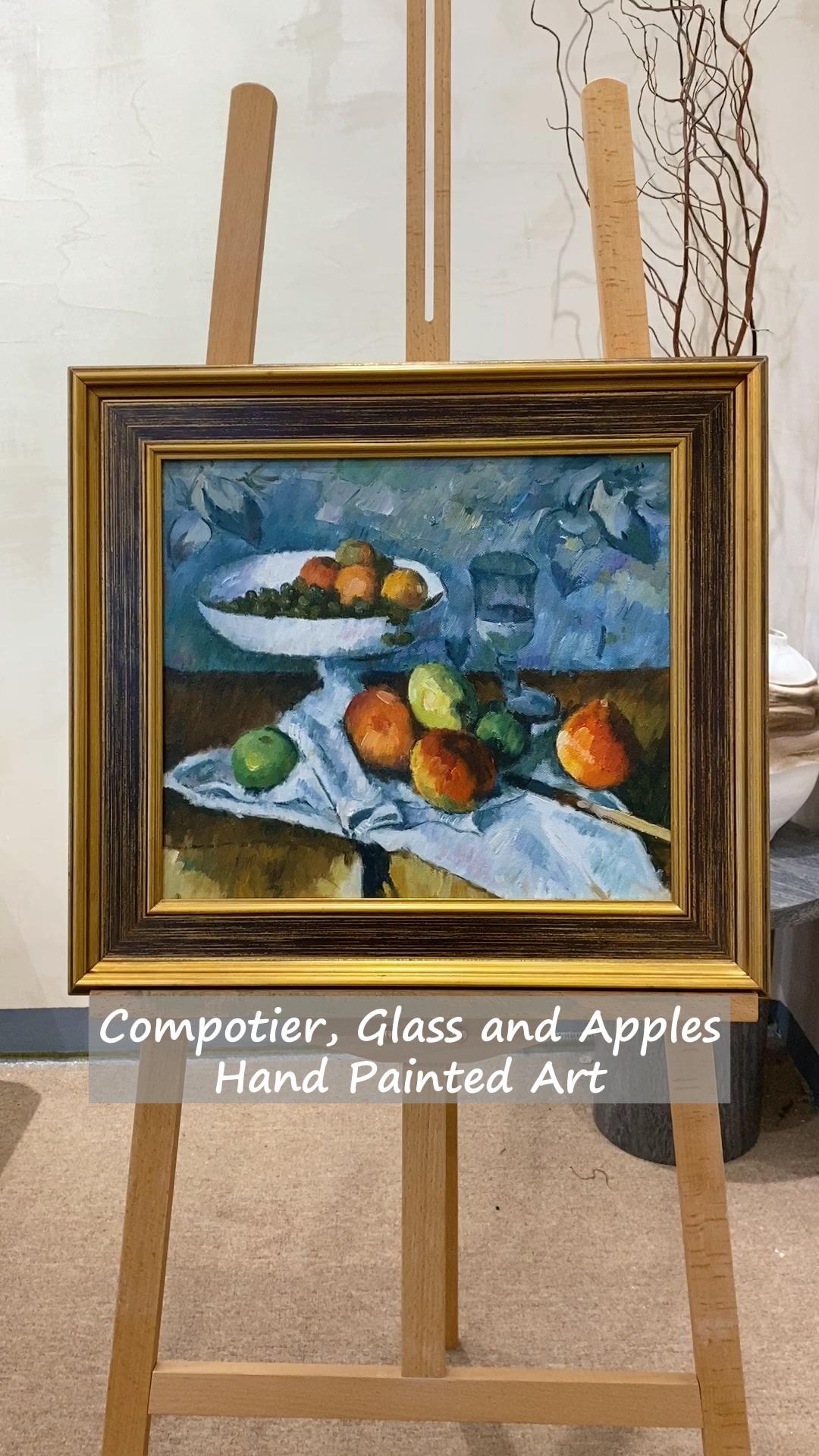 Compotier, Glass and Apples by Paul Cezanne, Framed Painting Video