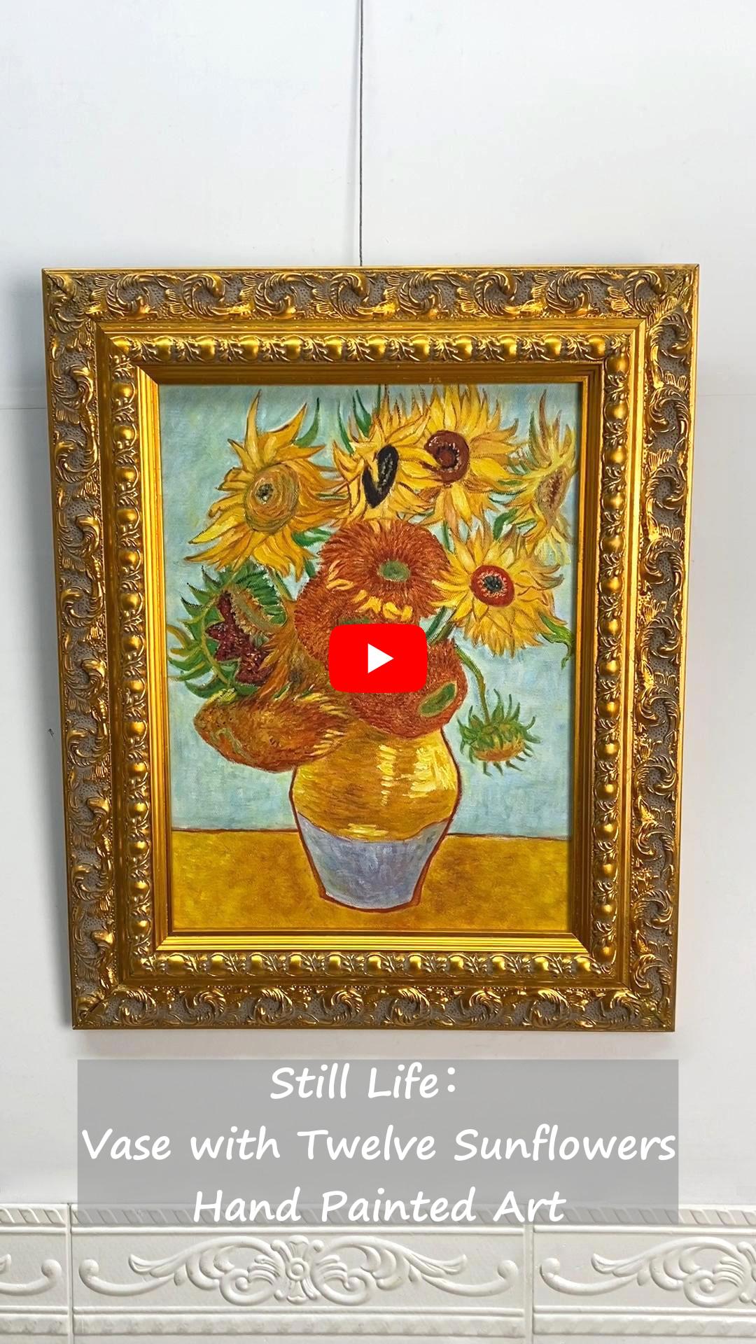 Still Life: Vase with Twelve Sunflowers, Framed Painting Video