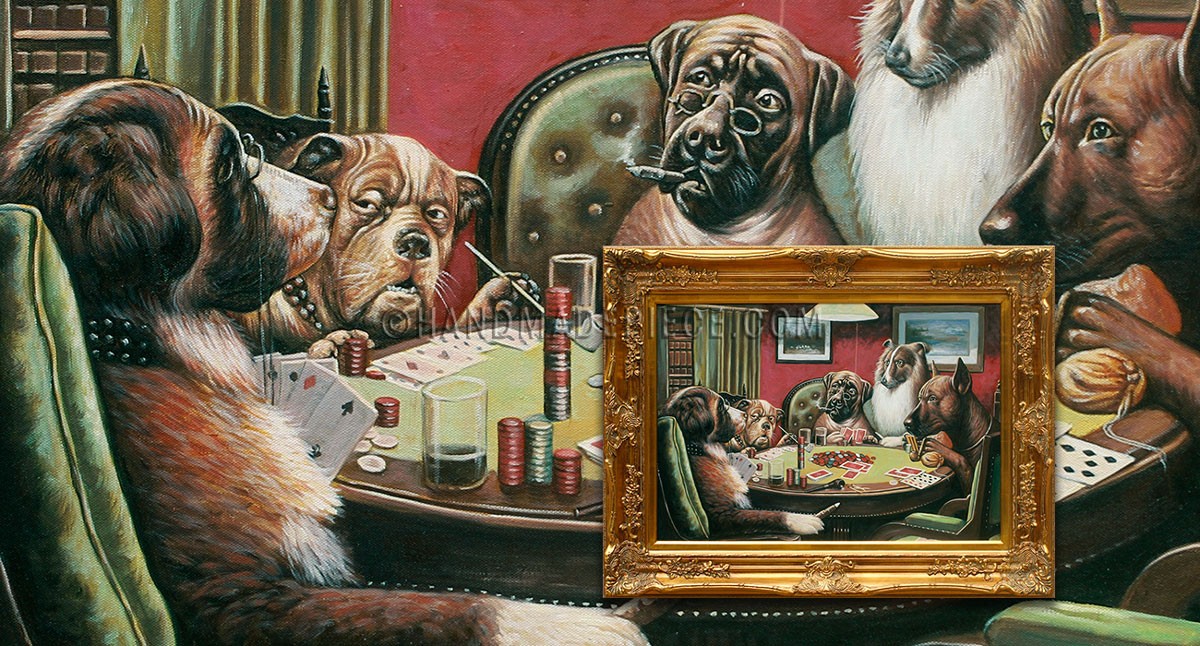 Dogs Playing Poker A Bold Bluff by Cassius Marcellus Coolidge